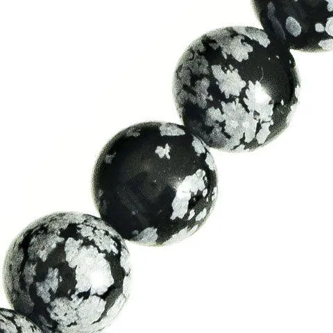 12mm Round Snowflake Obsidian Beads (Pack of 10)