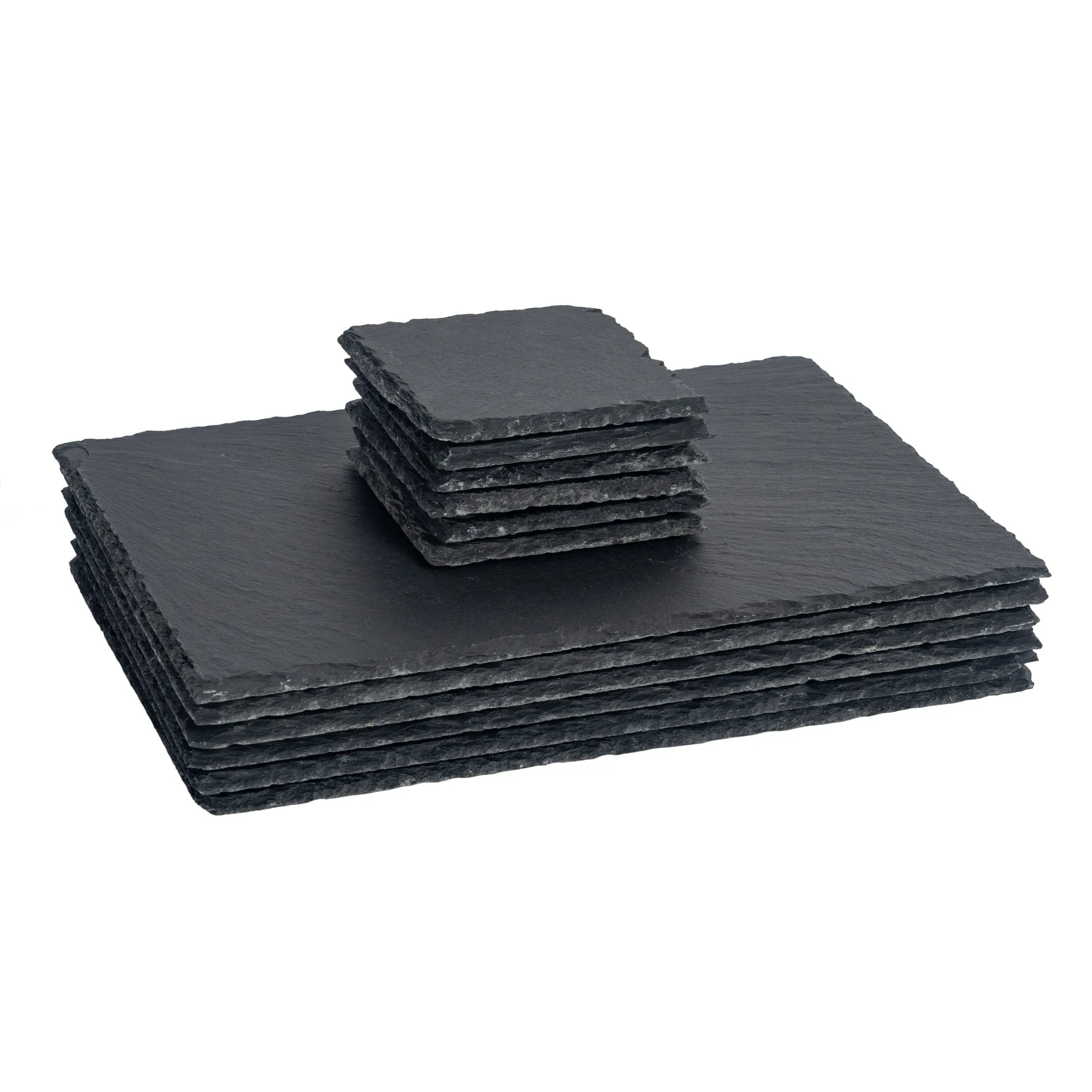 12pc Rectanglar Slate Placemat & Coaster Set - By Argon Tableware