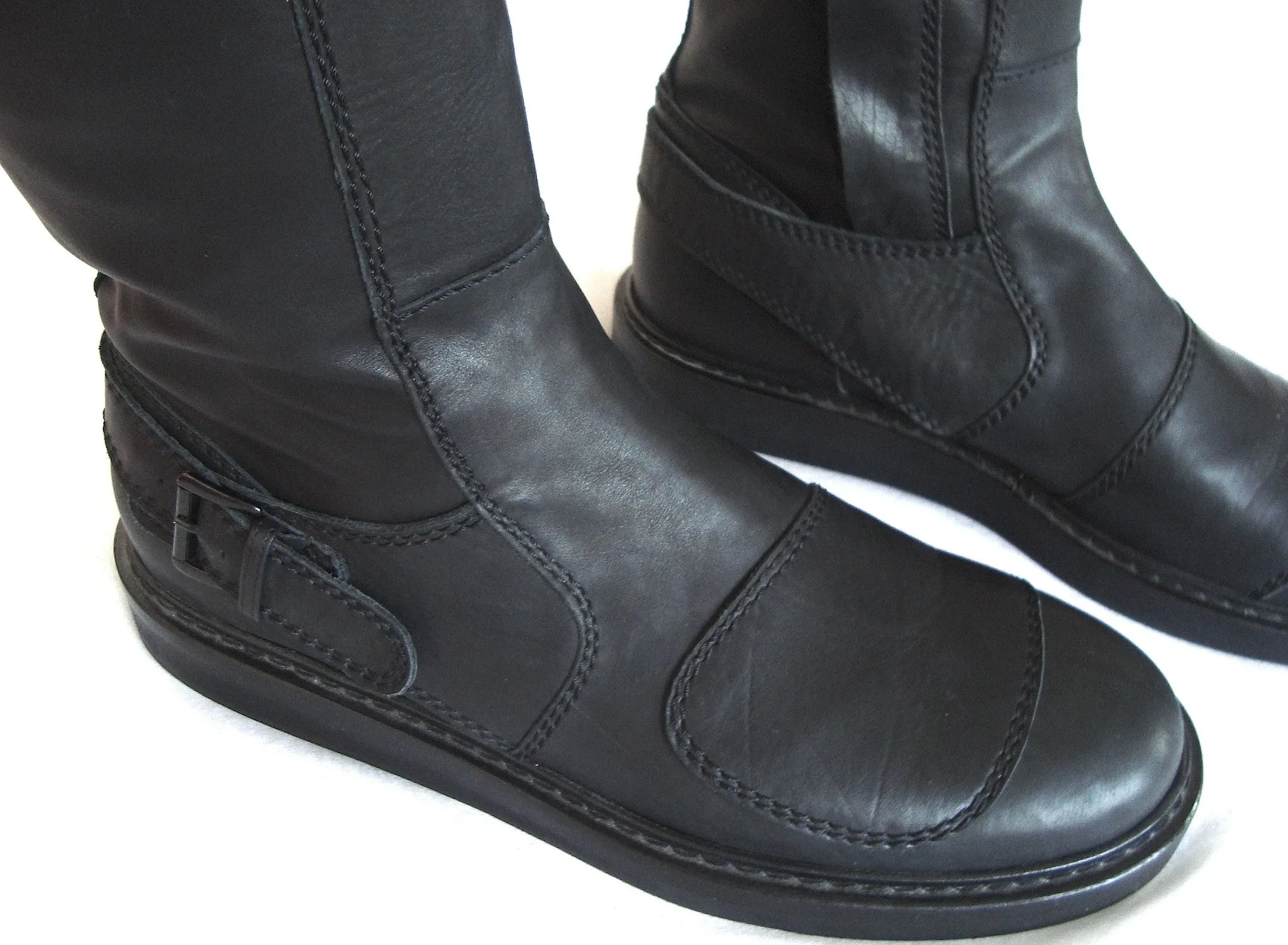 2011 Washed Calf Leather Biker Boots