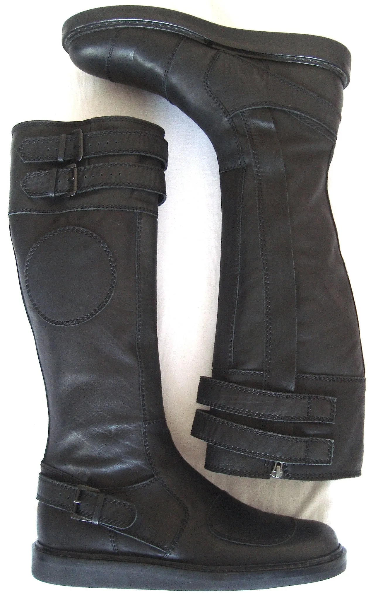 2011 Washed Calf Leather Biker Boots