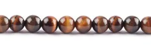 8mm Red Tiger Eye  Round with 2.5mm Hole (aprox 26)