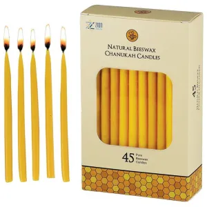 All Natural Beeswax Long Chanukah Candles Hand Made set of 45