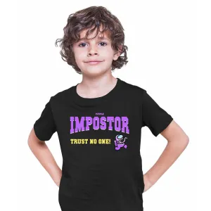 Among Us Tee Trust No One! Impostor Short Sleeved Black Purple T-shirt for Kids