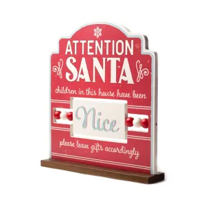 Attention Santa Nice/Naughty Tabletop Sign 25x28cm 2528002