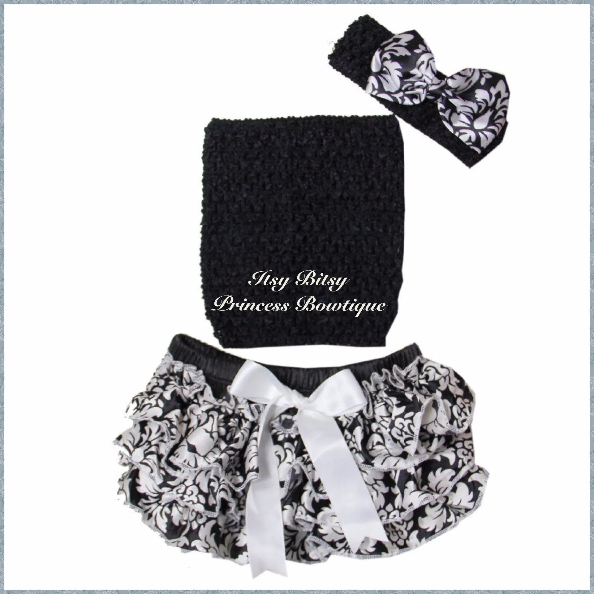 Black and White Damask Bloomers