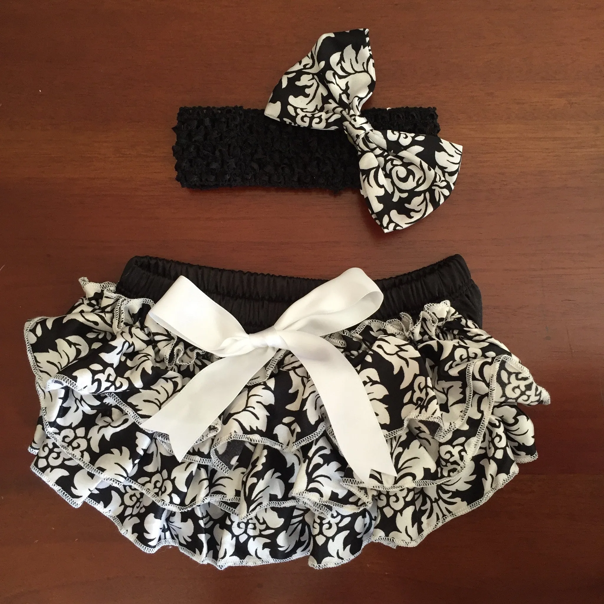 Black and White Damask Bloomers