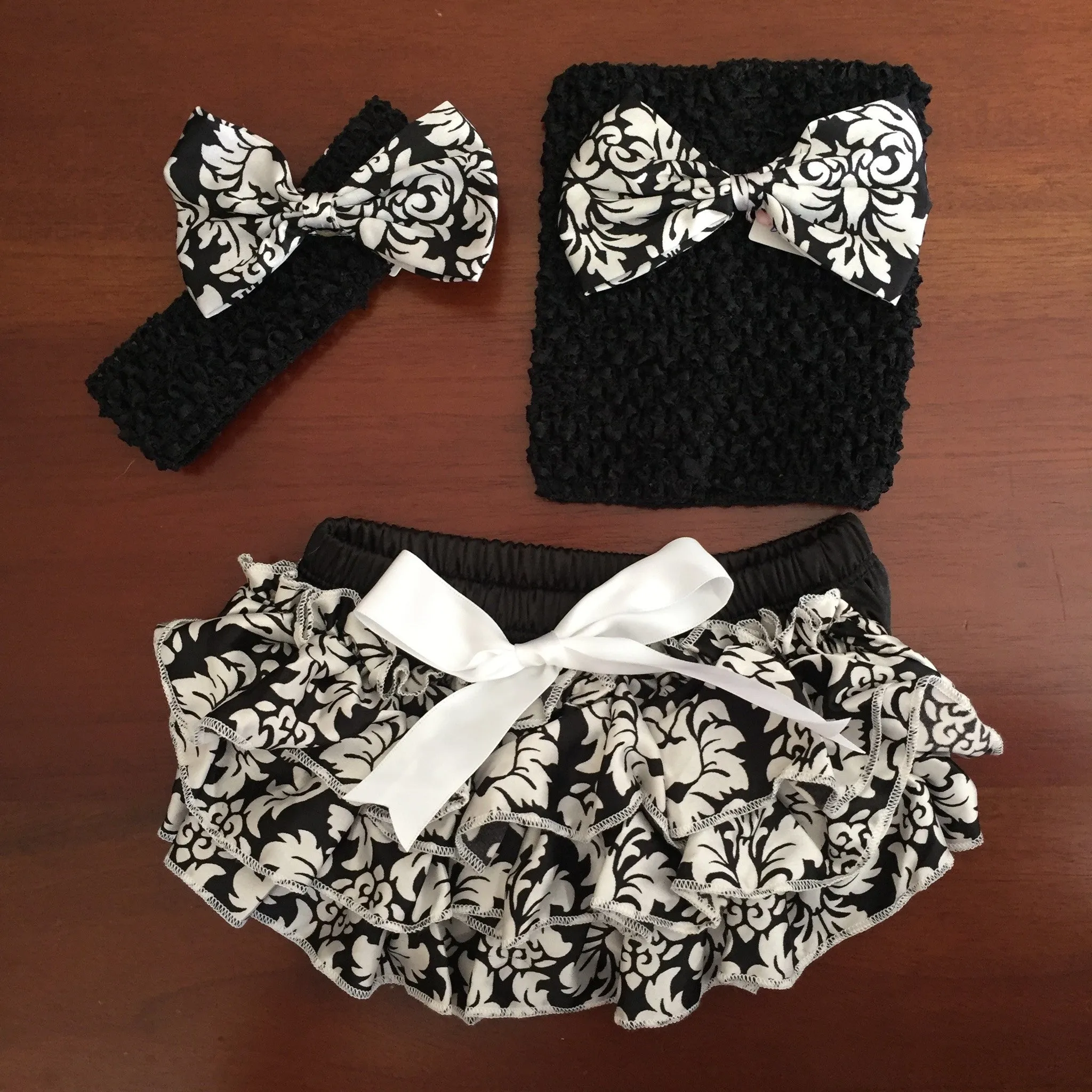 Black and White Damask Bloomers