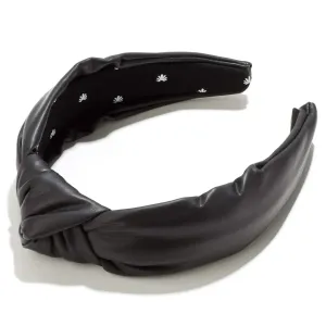 Black Faux Leather Headband