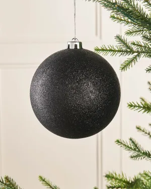 Black Large Glitter Shatterproof Bauble, 15 cm