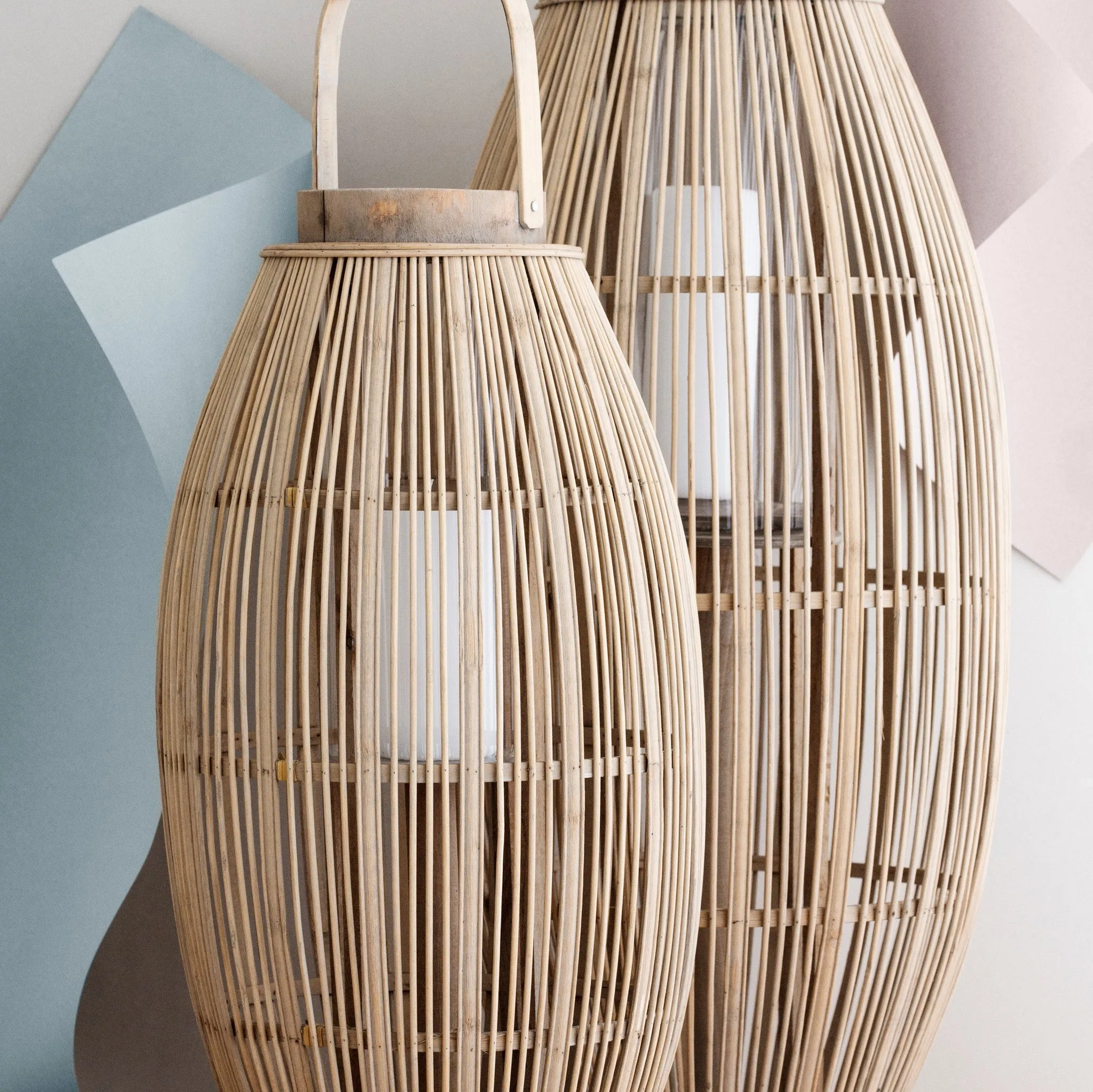 Broste Bamboo Wooden Lantern "Aleta" - Natural