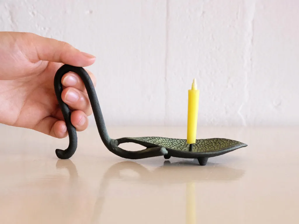 Cast Iron Candle Holder by Takazawa Candle : Ichiyou Leaf