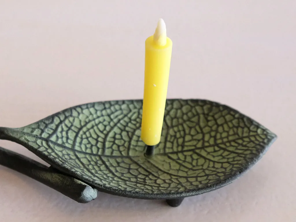 Cast Iron Candle Holder by Takazawa Candle : Ichiyou Leaf