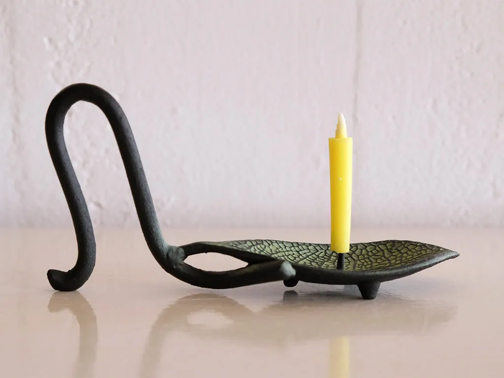 Cast Iron Candle Holder by Takazawa Candle : Ichiyou Leaf