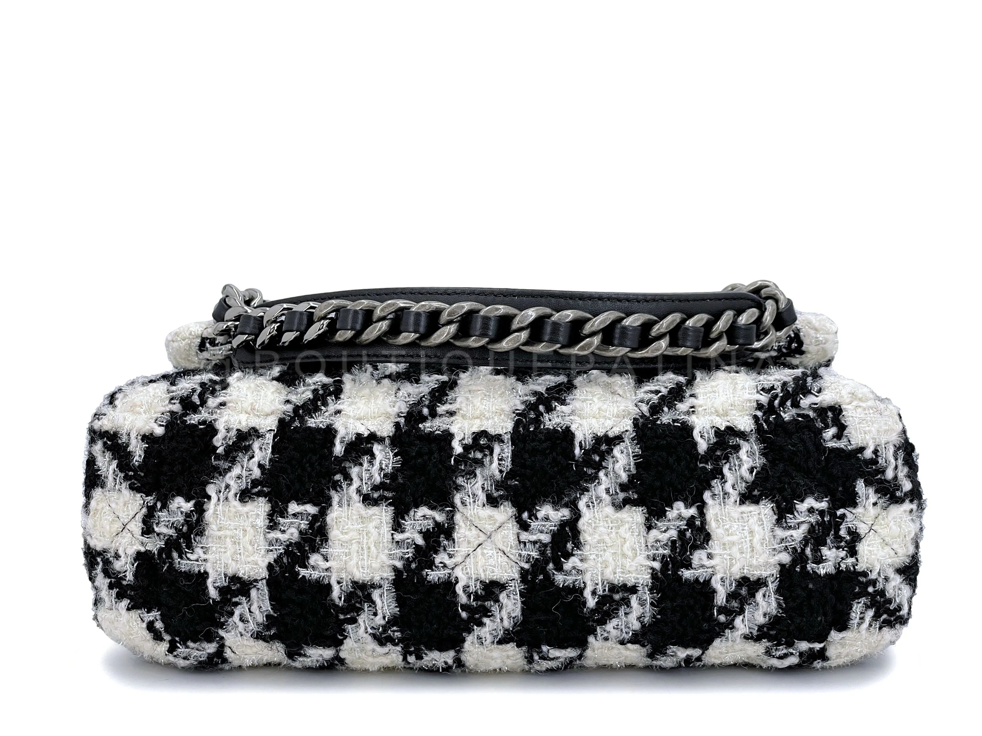 Chanel 19 Small Medium Houndstooth Tweed Flap Bag