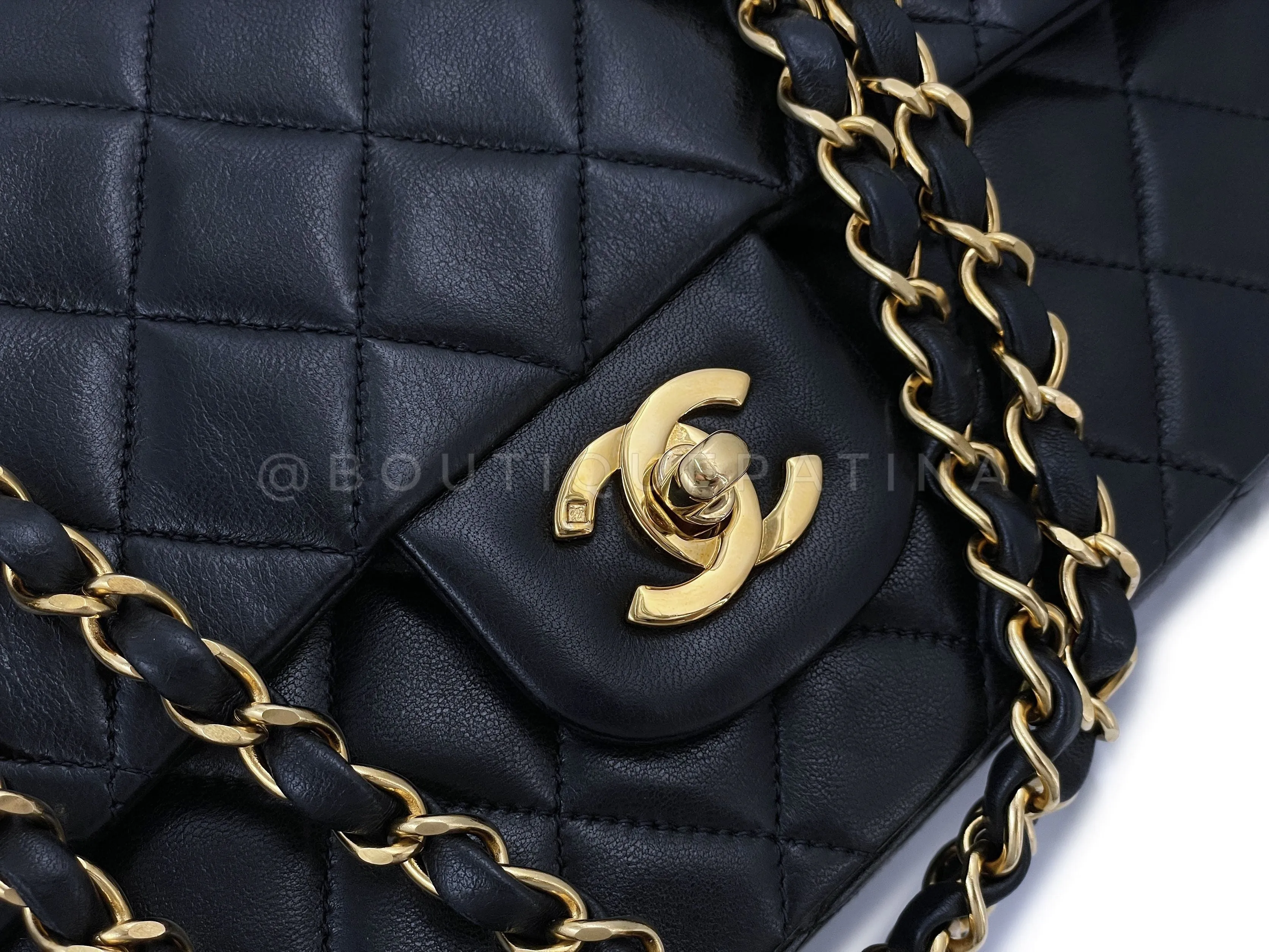 Chanel 1996 Vintage Black Medium Classic Double Flap Bag 24k GHW