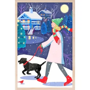 Christmas Labrador Wooden Postcard