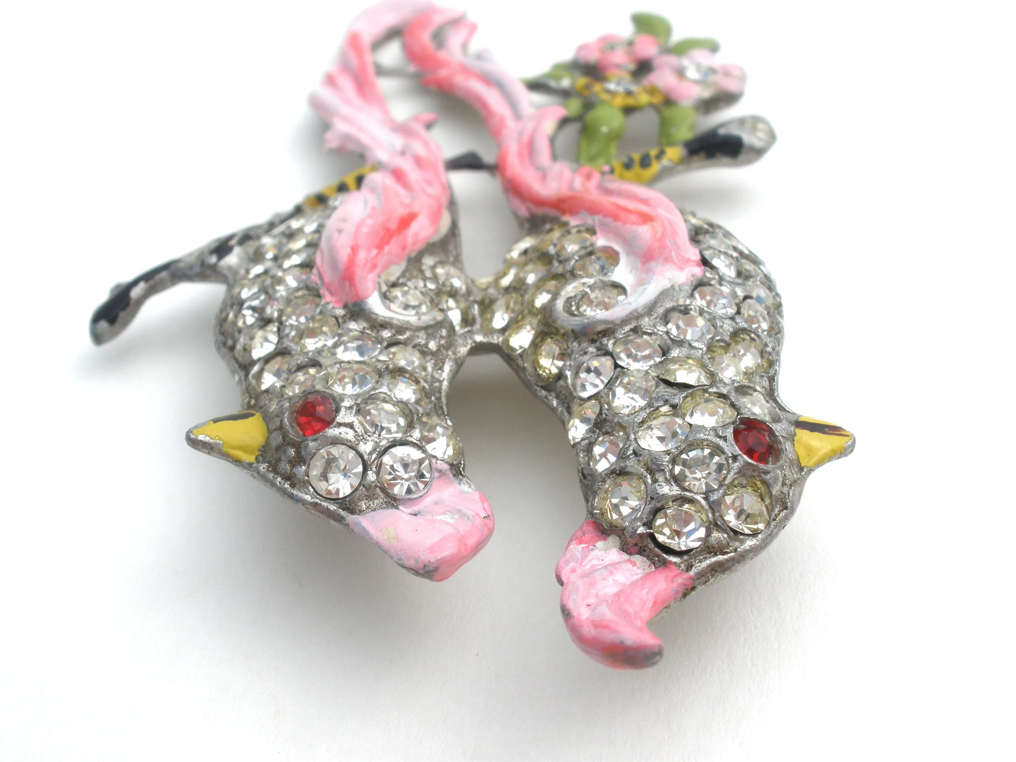 Coro Gene Verrecchio Pink Enamel Bird Brooch Pin