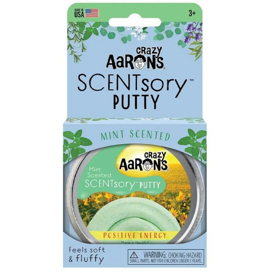 Crazy Aaron's Thinking Putty - SCENTsory Mindfulness Positive Energy Mint Scented 2.75" Tin