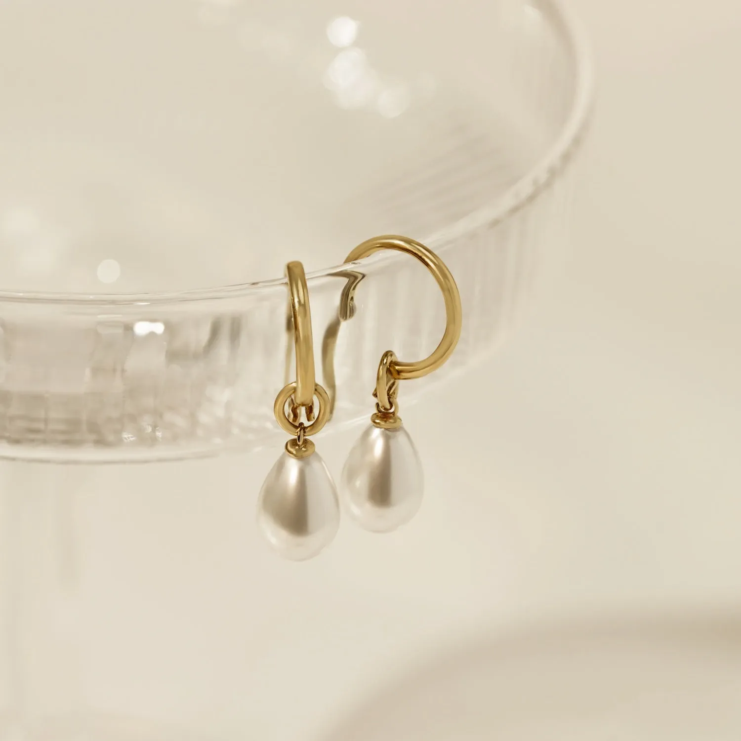 Dangle Pearl Hoop Earrings