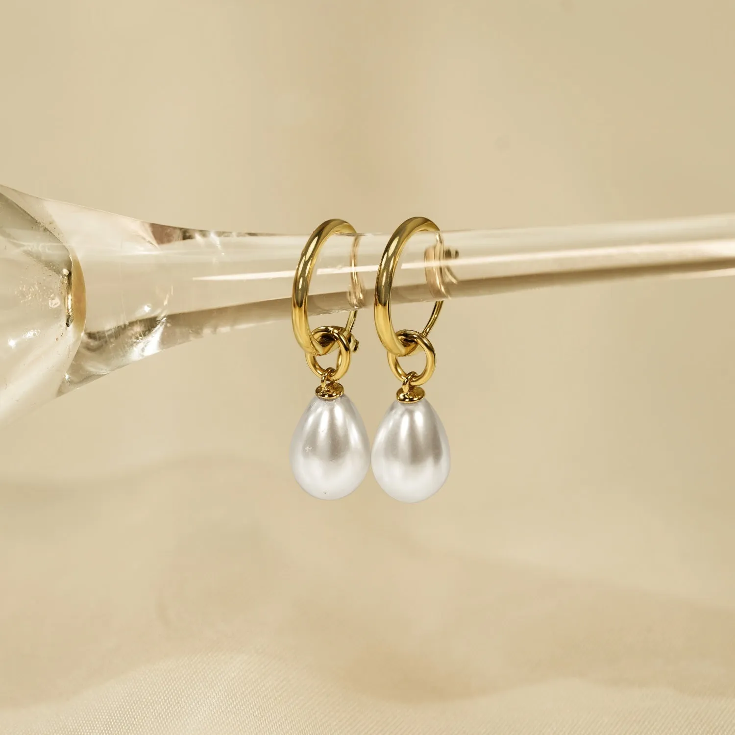 Dangle Pearl Hoop Earrings