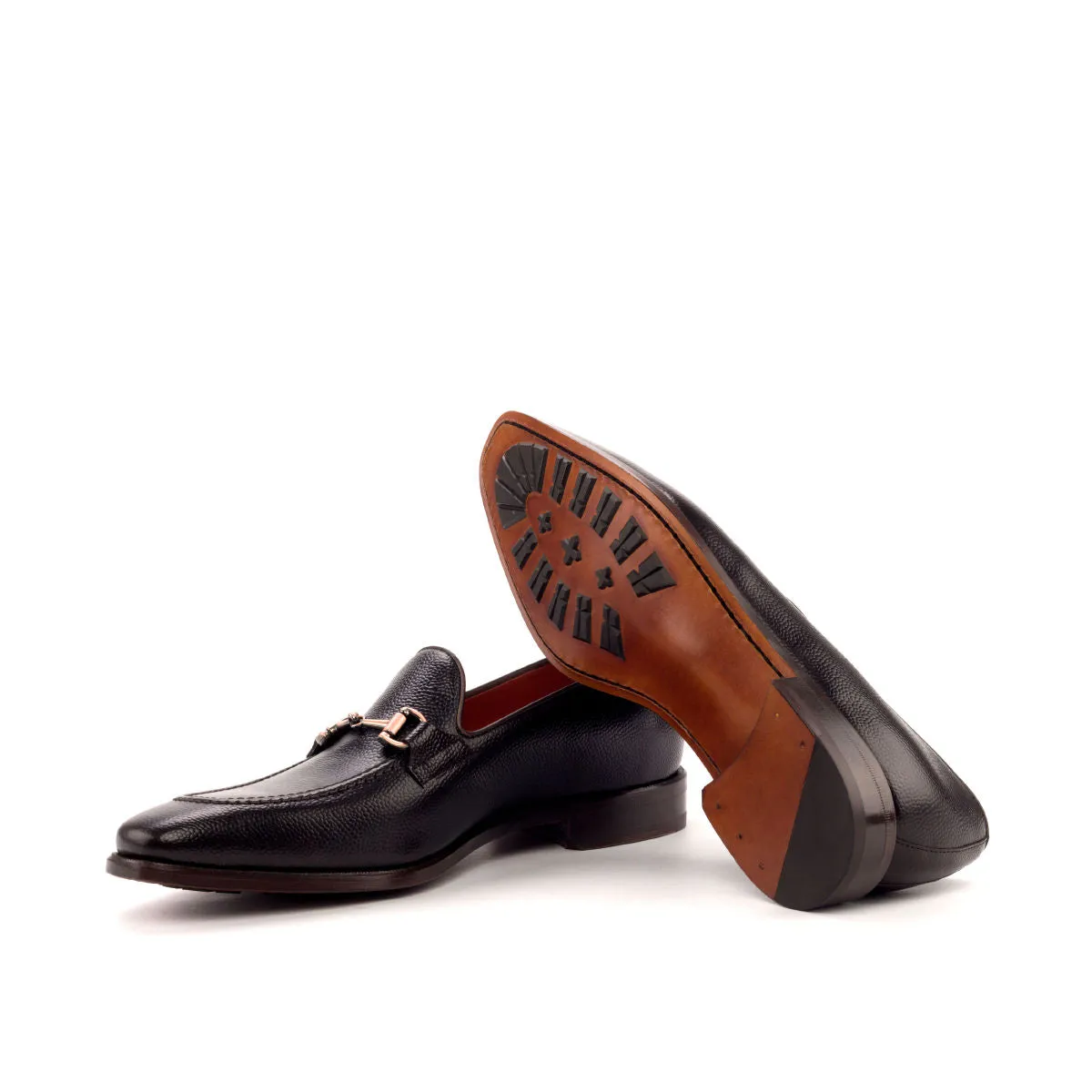 DapperFam Luciano in Dark Brown Men's Italian Leather & Italian Pebble Grain Leather Loafer