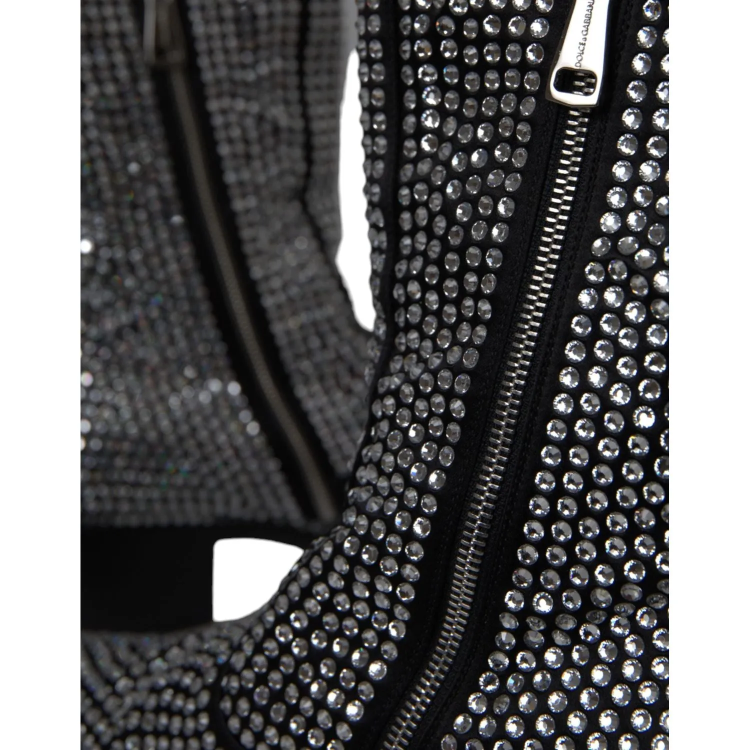 Dolce & Gabbana Black Rhinestone Crystal Chelsea Boots Shoes