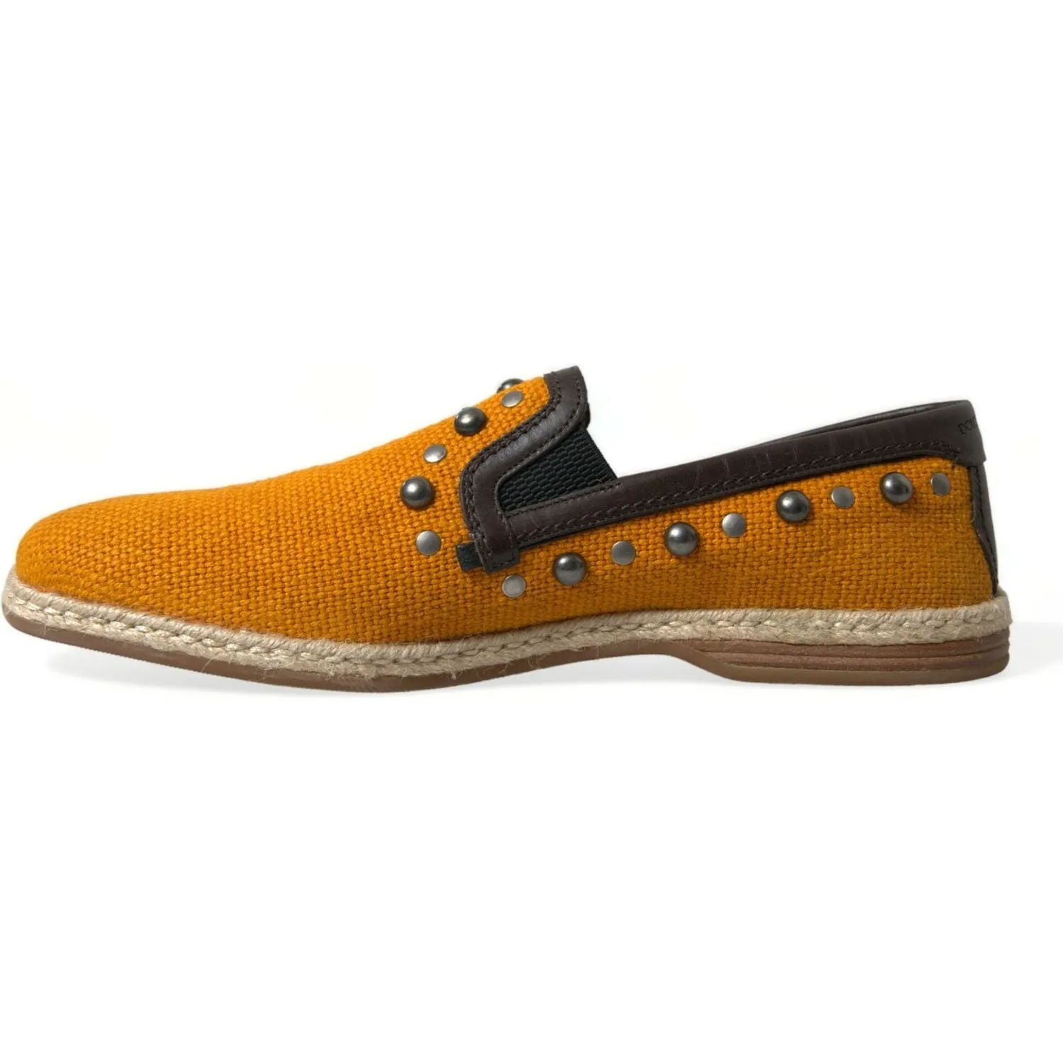 Dolce & Gabbana Exclusive Orange Canvas Loafers with Studs