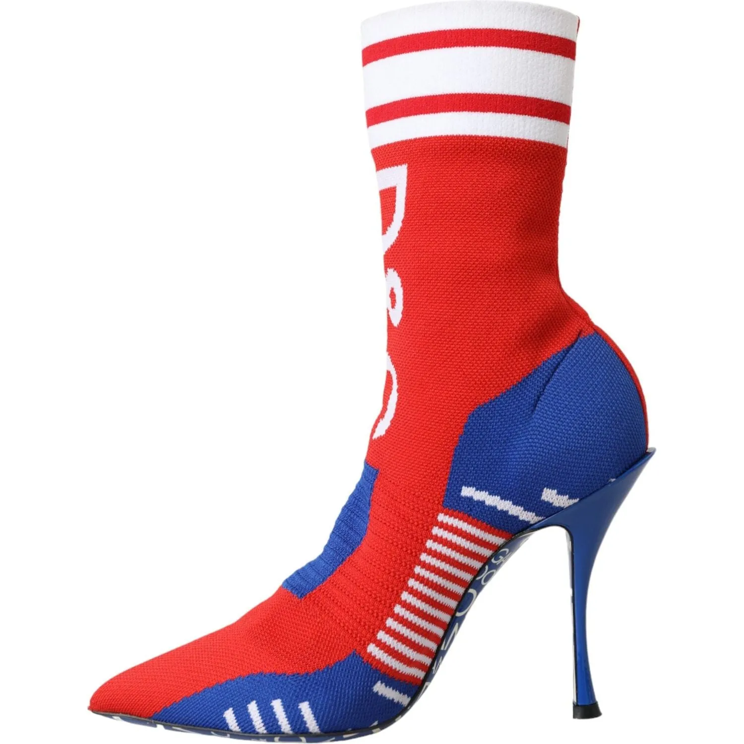 Dolce & Gabbana Red Blue Stretch Sock Style Ankle Boots Logo Shoes