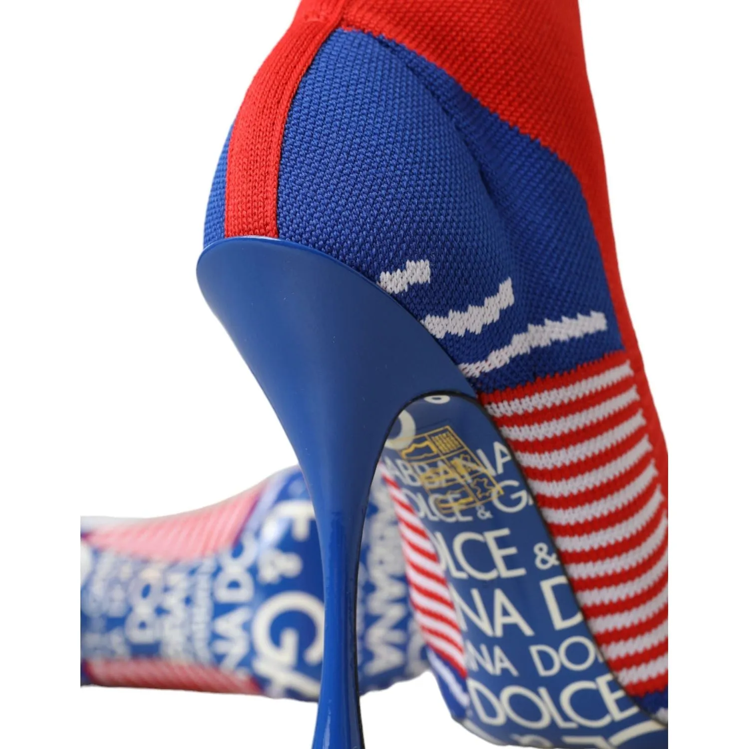 Dolce & Gabbana Red Blue Stretch Sock Style Ankle Boots Logo Shoes