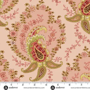 Fabric PINK PAISLEY 108" wide BACKING from BOTANICAL BEAUTIES Collection by Laundry Basket Quilts for Andover, AW-1185-LE