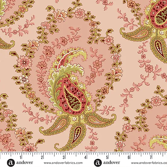 Fabric PINK PAISLEY 108" wide BACKING from BOTANICAL BEAUTIES Collection by Laundry Basket Quilts for Andover, AW-1185-LE