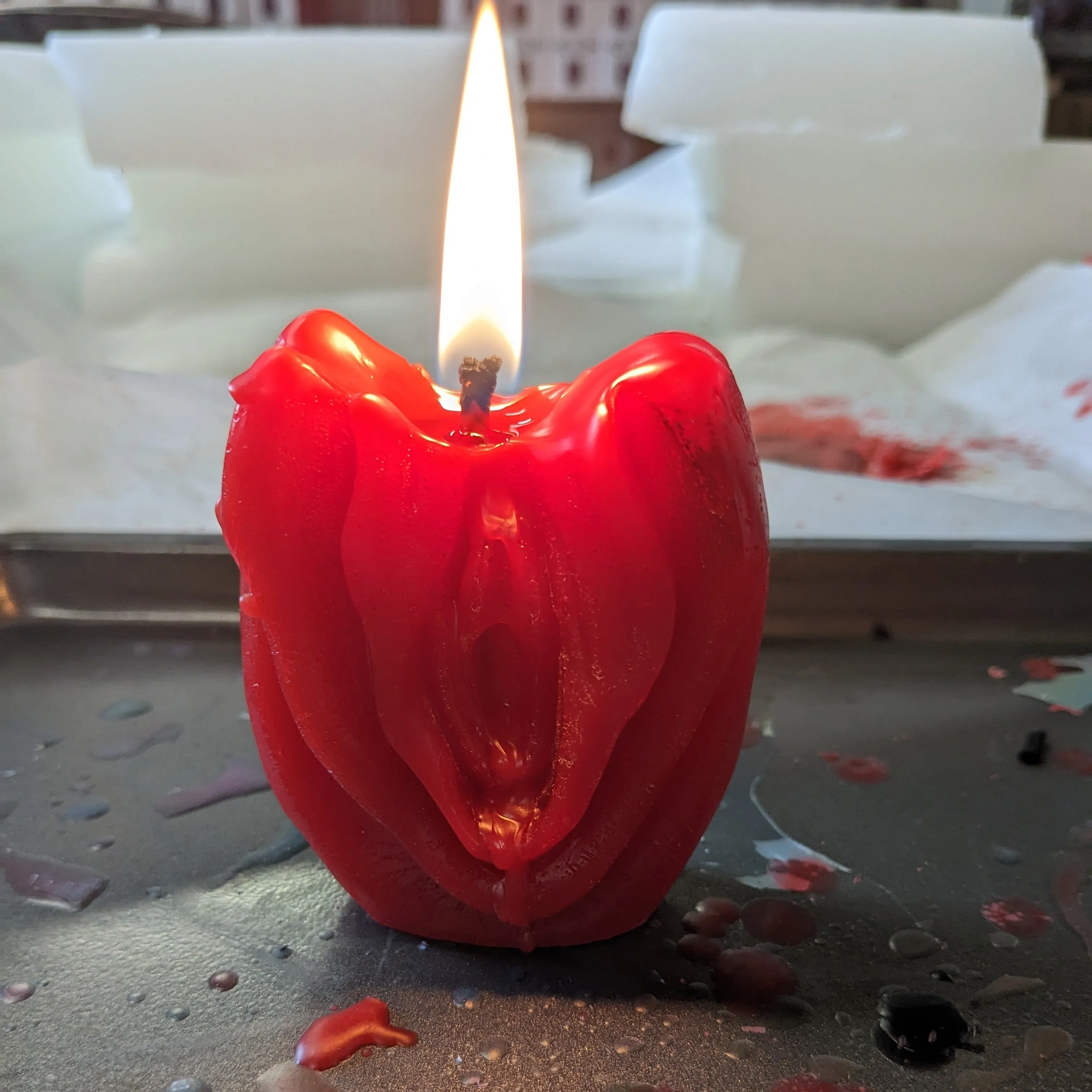 Flaming Hot Genitals - Vulva & Penis wax play Candles