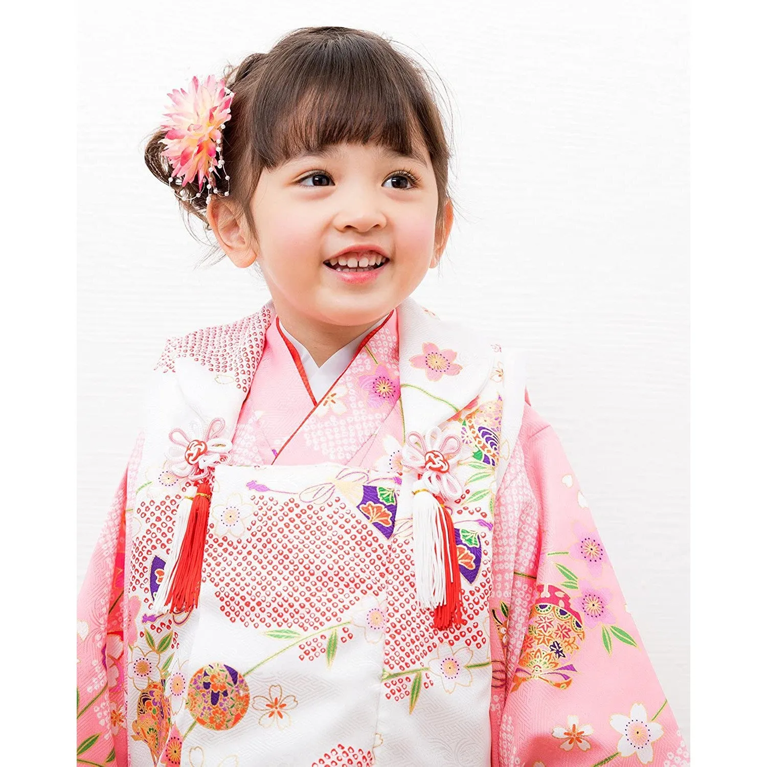 Full Kimono Set for 3 Years Old Pink Sakura Shichigosan/New Years Ceremony