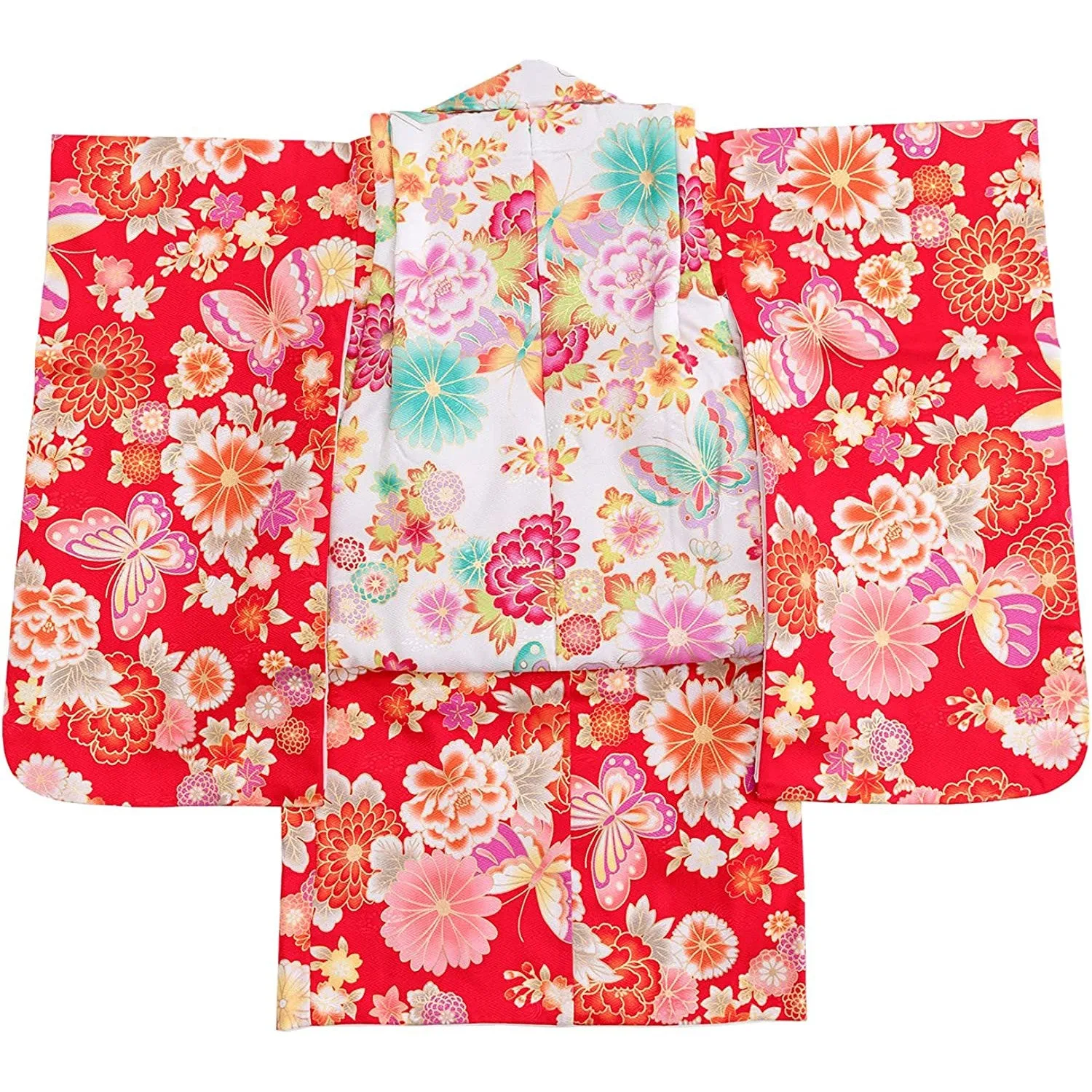 Full Kimono Set for 3 Years Old Red Shichigosan/New Years Ceremony