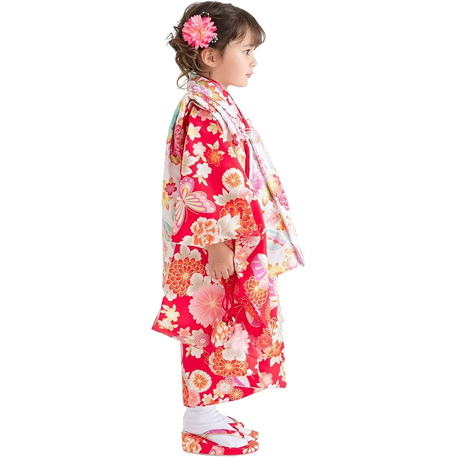 Full Kimono Set for 3 Years Old Red Shichigosan/New Years Ceremony