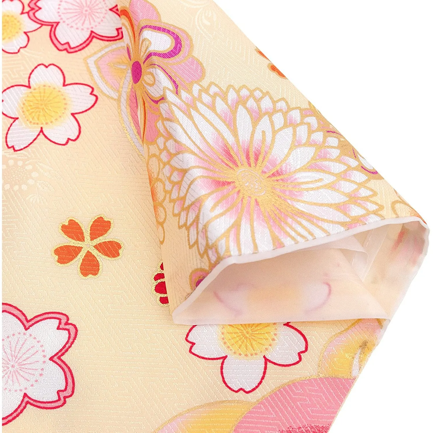 Full Kimono Set for 3 Years Old Yellow & Pink Shichigosan/New Years Ceremony