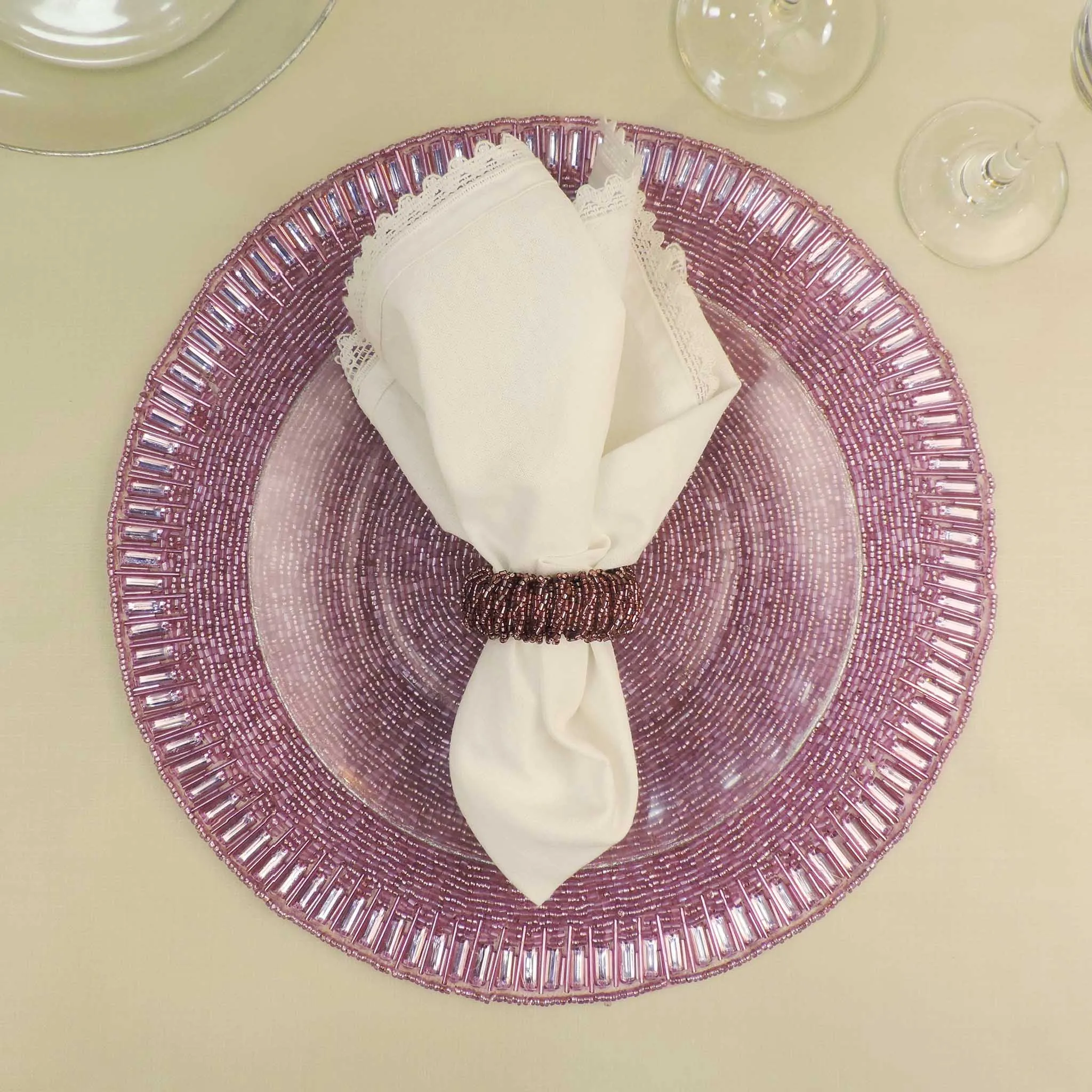 Glam Crystal Beaded Placemat in Pink, Set of 2