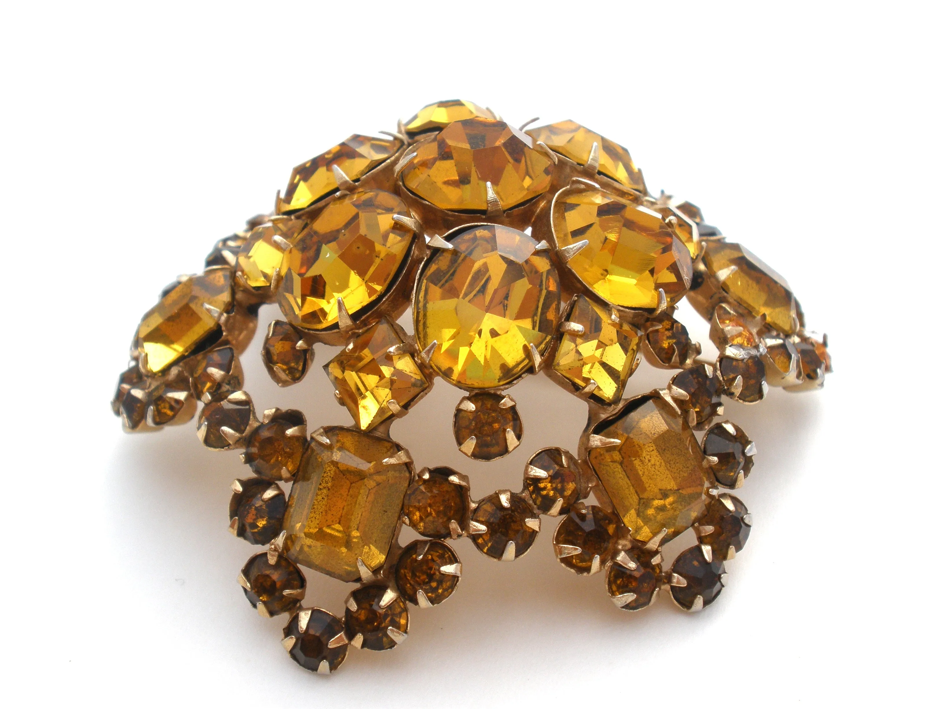 Gold Rhinestone Brooch Pin Vintage