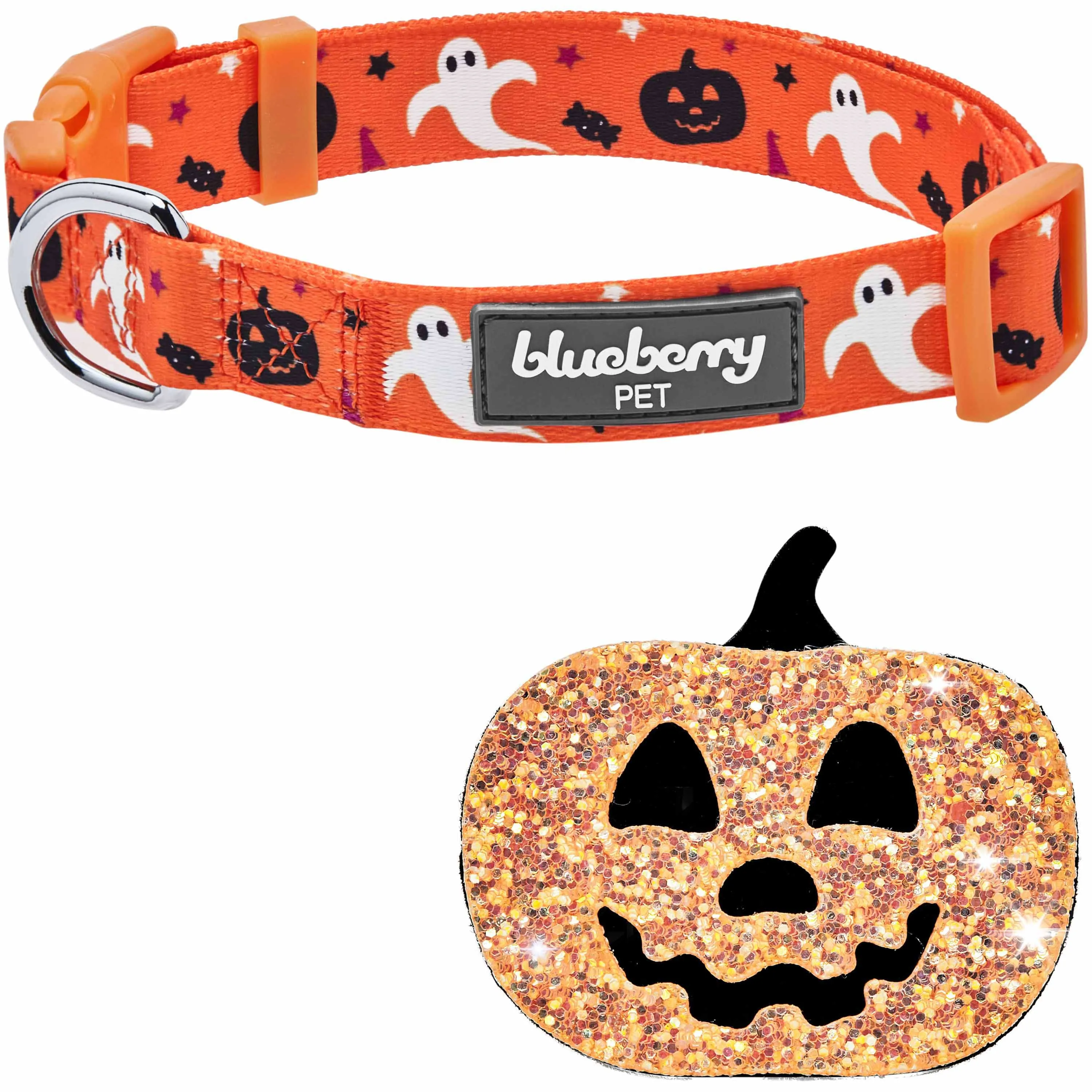 Halloween Party Dog Collar with Pumpkins, Bats and Ghosts Design