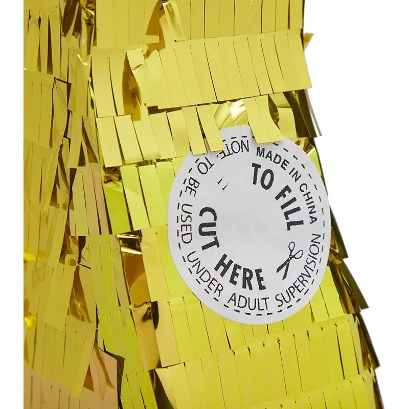 Happy New Year Small Champagne Bottle Piñata, NYE Party Decor (16.5 x 7 x 3.5 In)