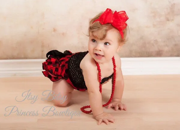 Ladybug Print Satin Ruffle Bum