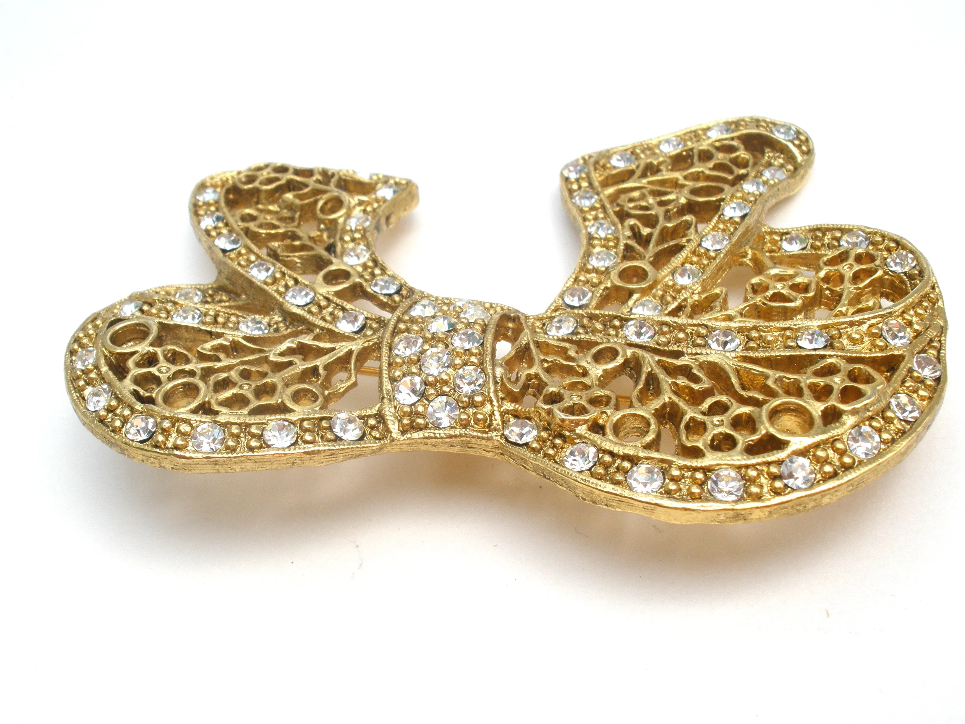 Large 1928 Co Rhinestone Bow Brooch Vintage