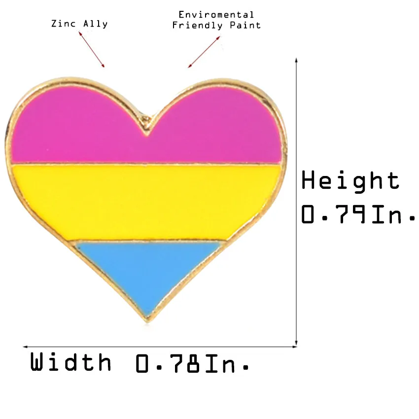 [LGBTQ ] Pansexual Heart, Enamel Brooch Pin