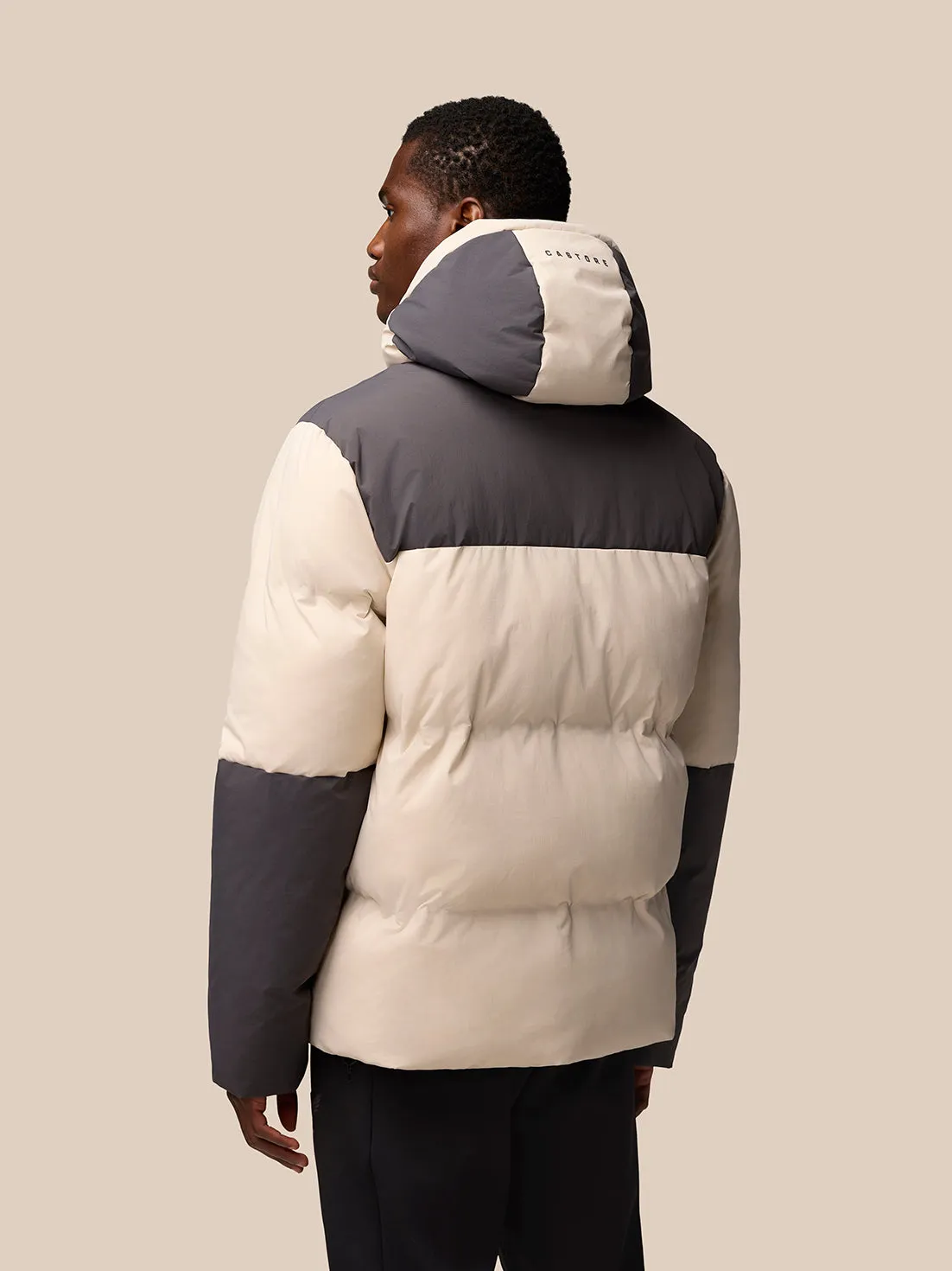 Men's Quilts Long Sleeve Puffer Jacket - Beige