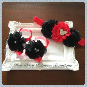 Minnie Mouse barefoot sandals and headband set