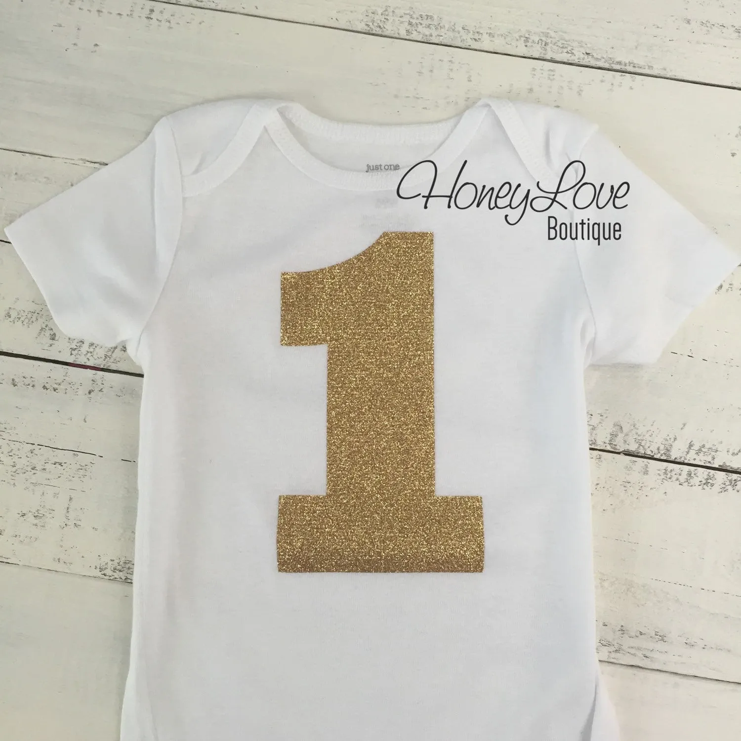 Number 1 Bodysuit - Gold glitter