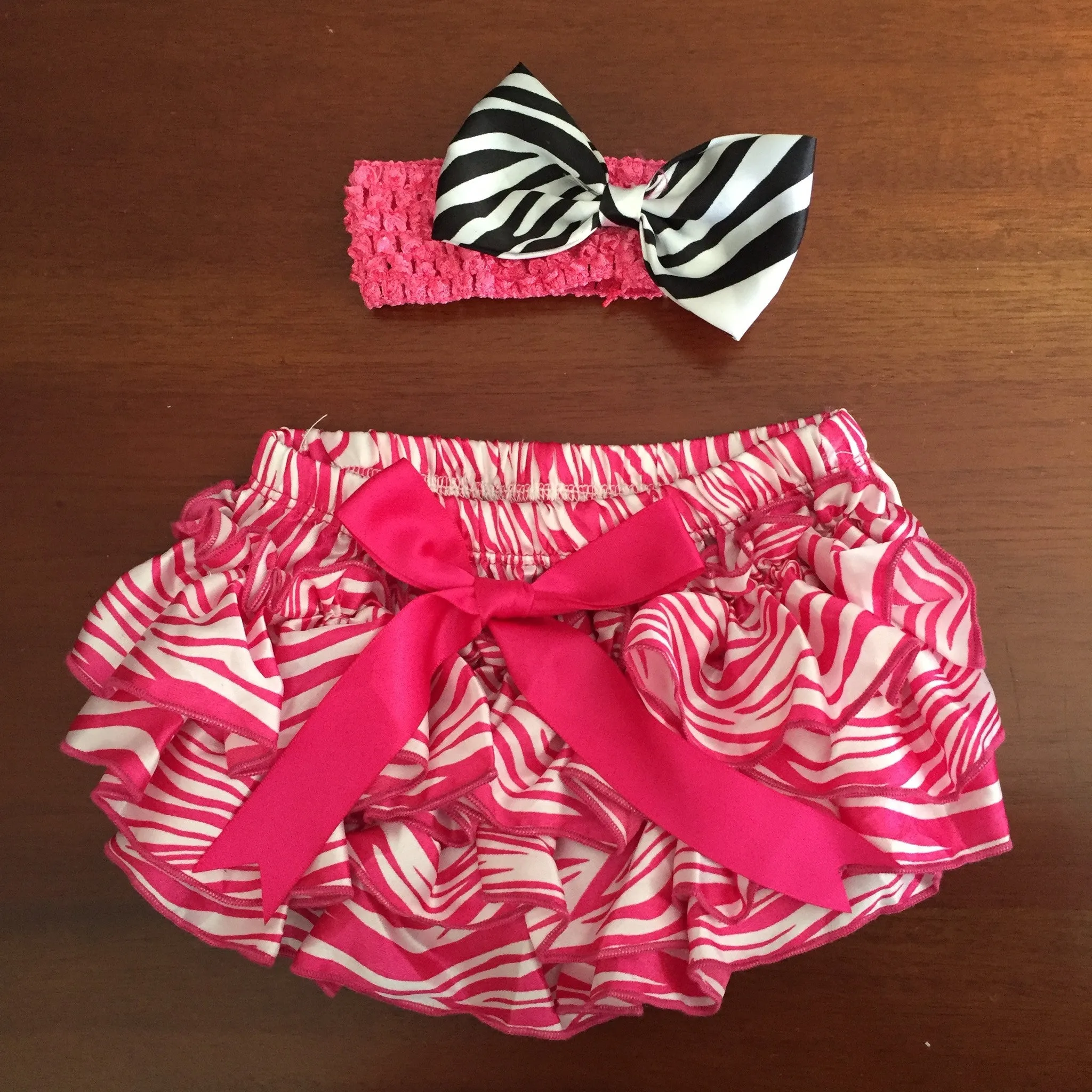 Raspberry Zebra Print Satin Ruffle Bum