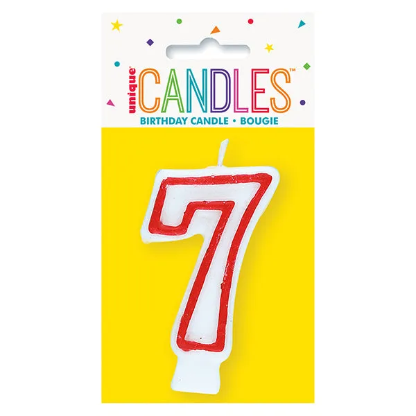 Red No. 7 Numeral Candle