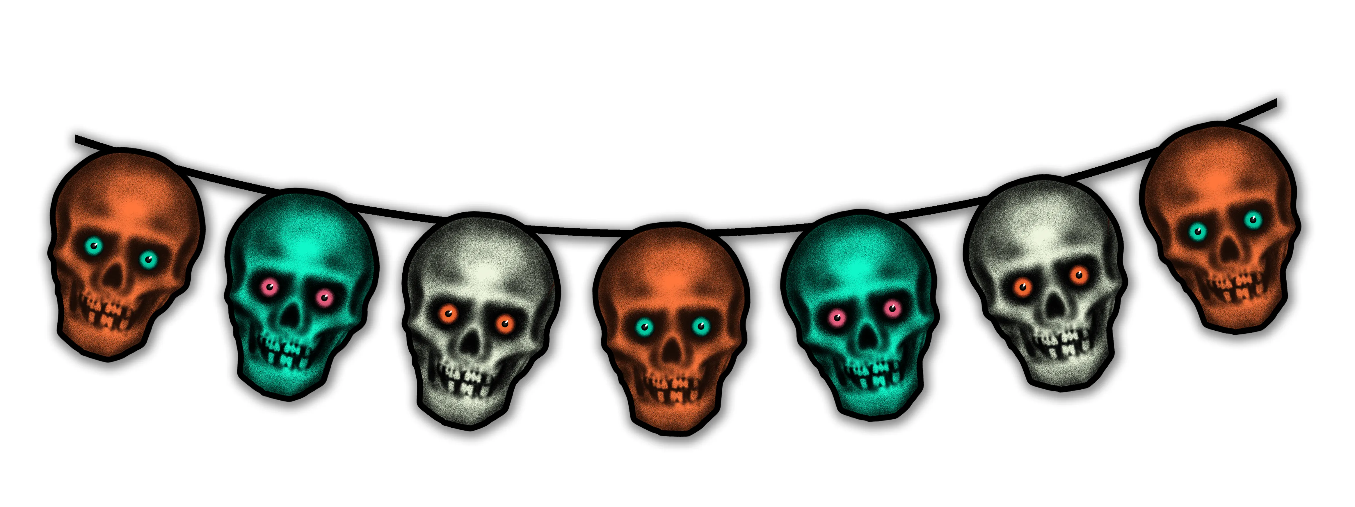 Retro Inspired Halloween Skull Heads Cutout Banner