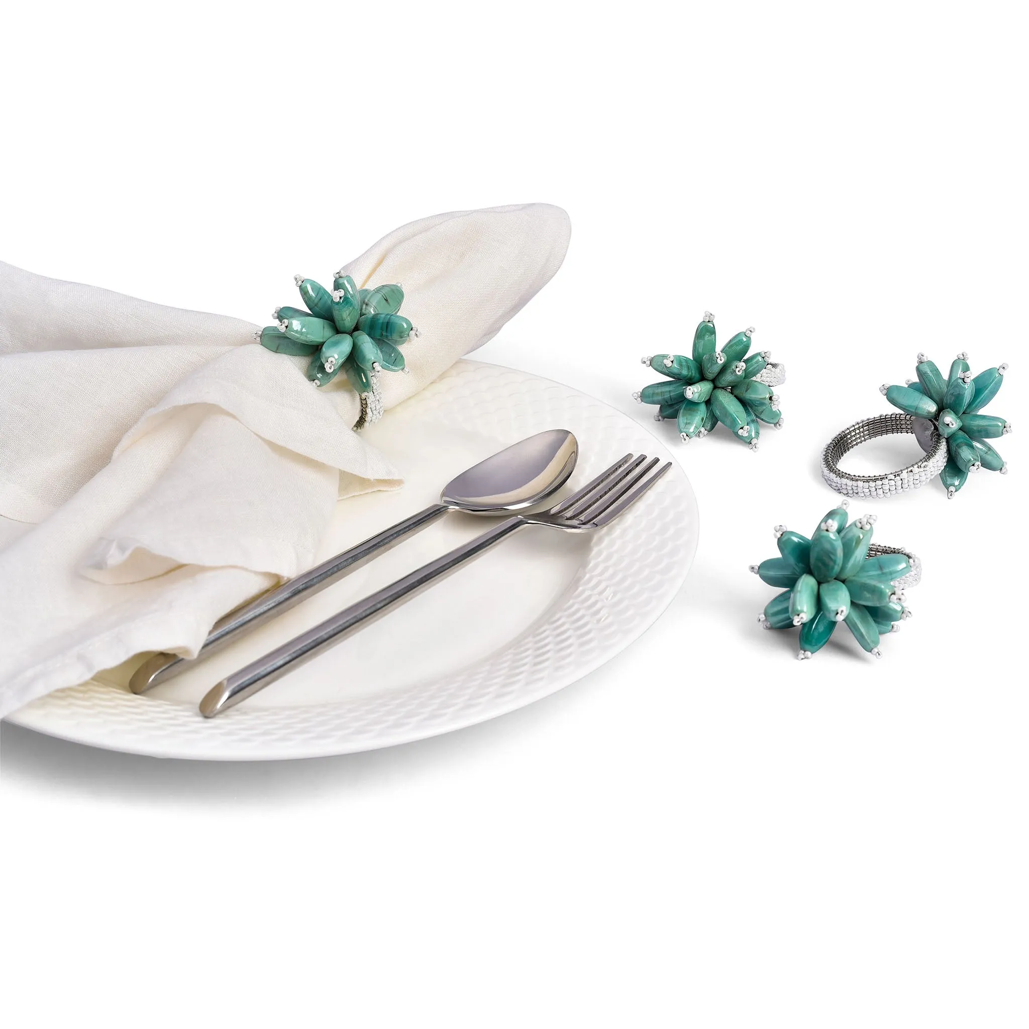 Ringo Starfish Table Setting for 4 - Teal & Gold